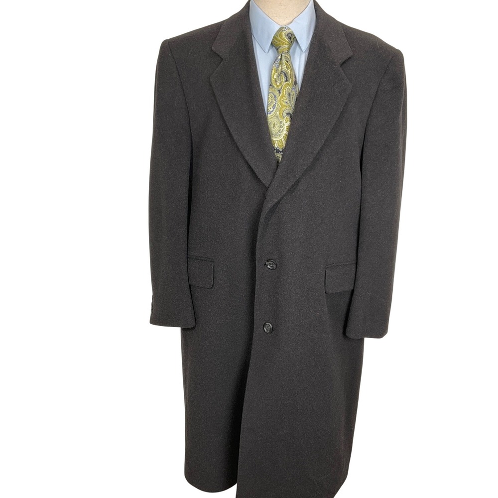 Silver Cloud Overcoat Mens 46R Charcoal‎ Wool Cashmere Formal Career Topcoat